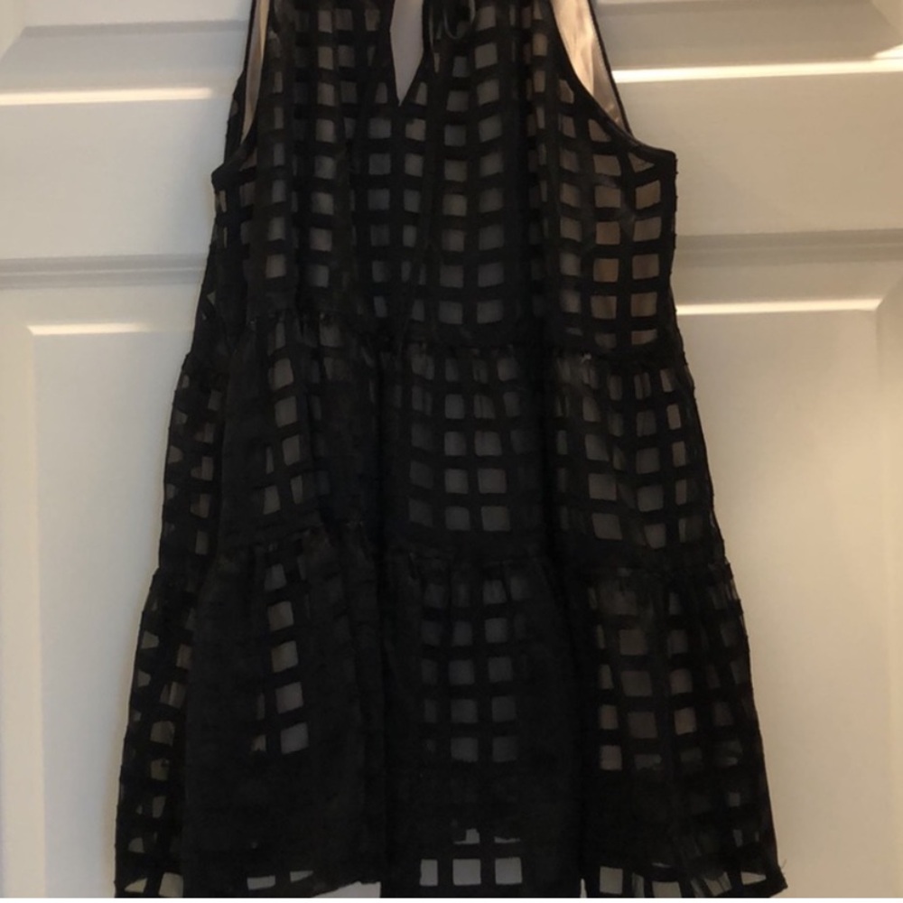 HD IN PARIS Black Sheer Grid Pattern Top